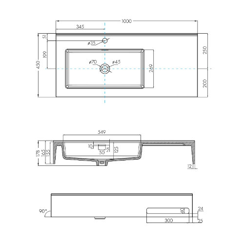 Раковина Aquaton Квадро Про 100 L, левая, белая (1A733331QA01L)