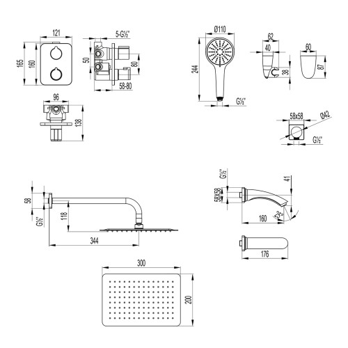 Смеситель Lemark Bronx LM3742BL для ванны и душа термостатический, встраиваемый