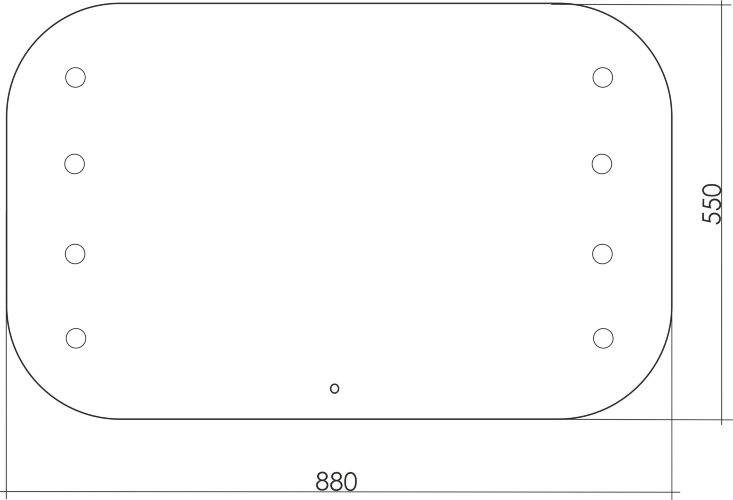 Зеркало AZARIO TONY 800х550 c подсветкой и диммером, сенсорный выключатель, смена цвета, 8 ламп в ко
