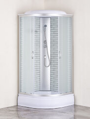 Душевая кабина Loranto 100х100х215 поддон 25 см, белый кирпичный узор, стекло 4 мм, профиль хром (CS-6610-25FW 100)