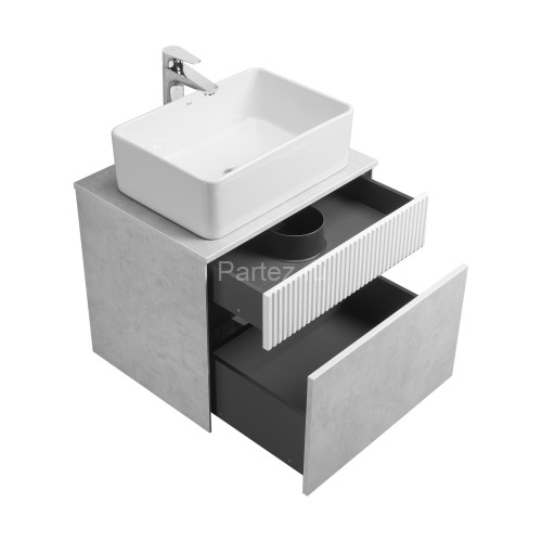 Тумба под раковину AQUATON Марбл 60 600х460х530 подвесная, Слэйт/Белый матовый (1A276101MH4C0)