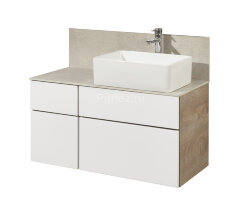 Тумба под раковину AQUATON Мишель 100 подвесная, дуб эндгрейн, белый (1A244101MIX40)
