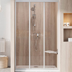 Душевая дверь Ravak раздвижная 111х198, толщина полотна 3мм универсальная, цвет профиля сатин