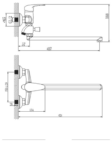 Смеситель для ванны Lemark Pramen LM3361C
