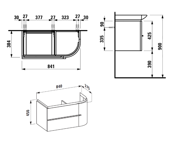 Шкафчик Laufen Case for Palace для раковины Palace 8.1670.1 (4.0150.1.075.464.1)