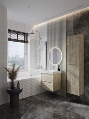 Тумба под раковину Roca Ona 600 подвесная, 2 ящика, светлый дуб (A857613512)