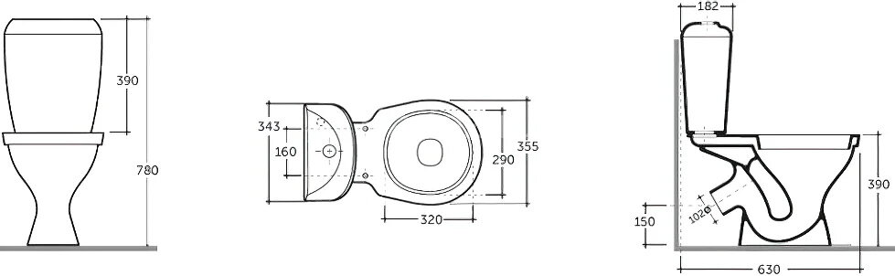 Унитаз - компакт КЕРАМИН Симпл Алкапласт 355х630х780 напольный, мягкое сиденье в комплекте, белый (C