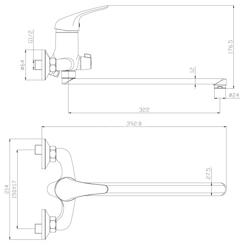Смеситель Rossinka Y40-32 для ванны универсальный