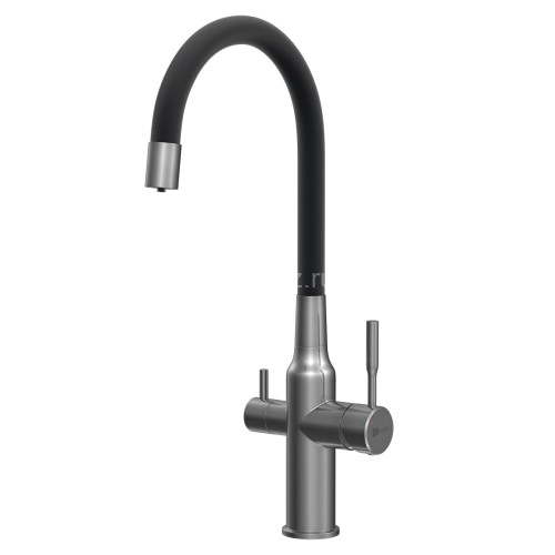 Смеситель Lemark Expert LM5083GMN-Black для кухни c гибким изливом, с подключением к фильтру с питье