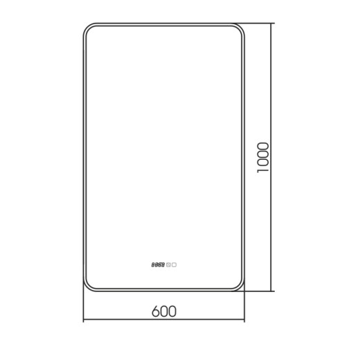 Зеркало AZARIO INCANTO 600х1000 - 3.1 ЖК-часы, подогрев, сенсорный выключатель с функцией диммера (L