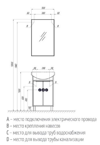 Зеркало AQUATON РИКО 50 (1A216302RI010)