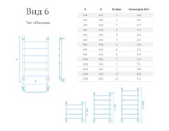 Полотенцесушитель водяной Маргроид Лесенка "Вид 6" с полкой 80х60 (комплект), хром