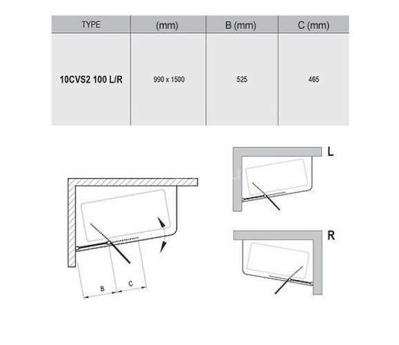 Шторка для ванны распашная Ravak 100х150 цвет профиля белый (7QLA0U03Z1)