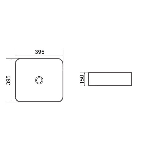 Раковина-чаша Azario 395х395х150 накладная, квадратная, черный матовый (AZ-2075-B-MB)