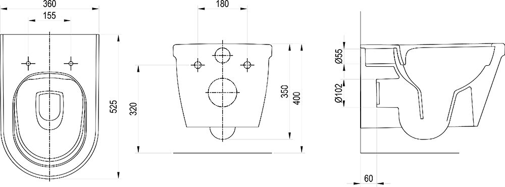 Унитаз подвесной Ravak Chrome RimOff, безободковый, белый (X01651)