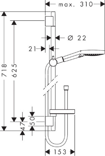 27654000 Raindance Select S Shower set 120 3jet P with shower bar 65 cm, powder rain