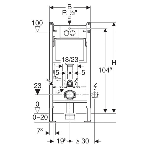 Инсталляция для подвес. унитаза Duofix, 112 см, со смыв. бачком 3/6 л, клавиша Delta 21 хром глянец,