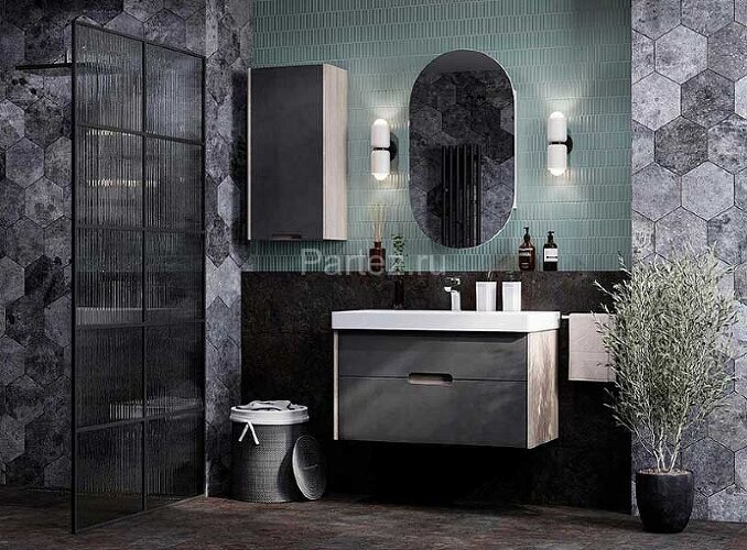 Шкаф подвесной AQUATON Оливия 35 L левый, Грей/Дуб Ойстер (1A254703OLUGL)