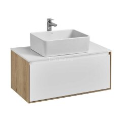 Тумба под раковину Aquaton Либерти 90 дуб эльвезия, белый глянец (1A279901LYC70)