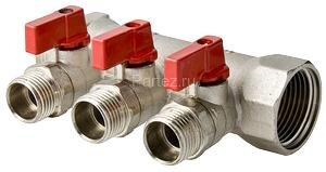 Коллектор с отсекающими кранами 1"х2х1/2" VALTEC
