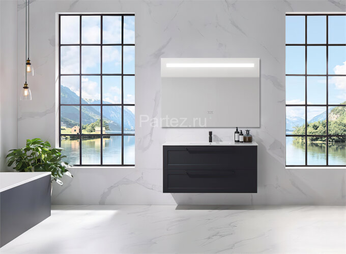 Зеркало AZARIO Lorna 1000х700 с подсветкой, сенсорный выключатель с функцией диммера, часы (AZ-Z-030