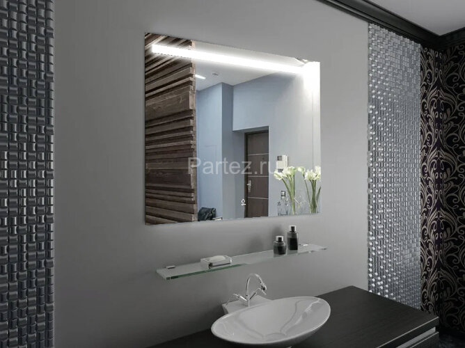 Зеркало AZARIO Lorna 1000х700 с подсветкой, сенсорный выключатель с функцией диммера, часы (AZ-Z-030