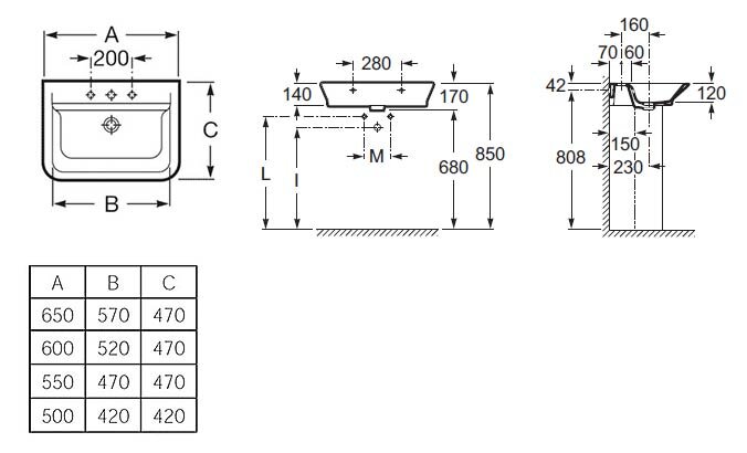 Раковина Roca GAP 650 х 470, белая (7.3274.7.300.0)