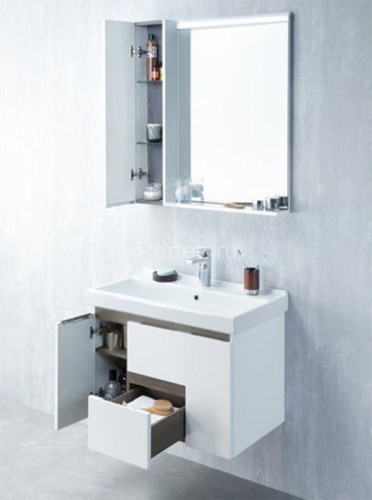 Тумба под раковину AQUATON Рене 80 подвесная Белая/Грецкий орех (1A258601NRC80)