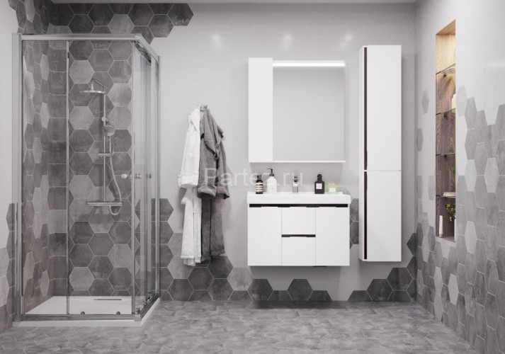 Зеркало-шкаф AQUATON Рене 80 Белый/Грецкий орех (1A222502NRC80)