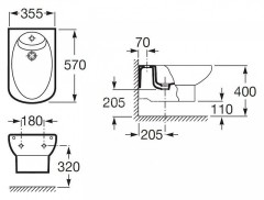 Roca DAMA SENSO Биде подвесное, 570 мм