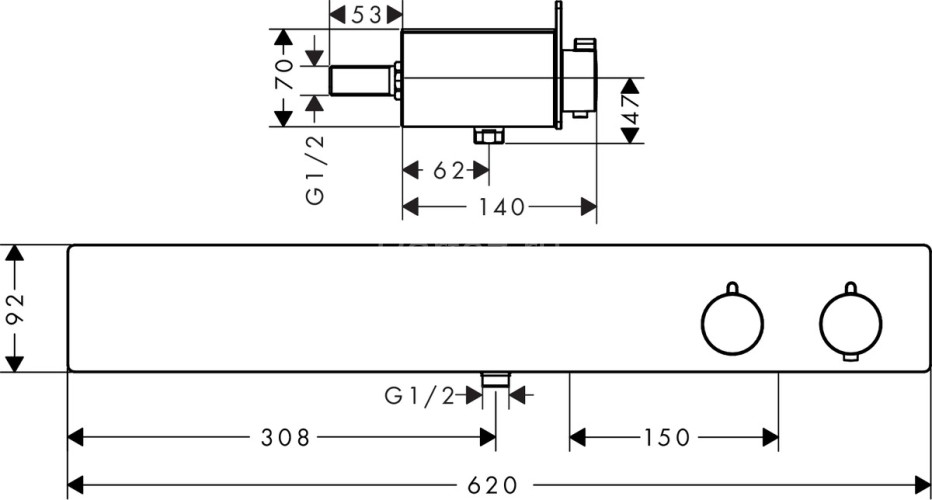 13108400 Термостат ShowerTablet 600, для 2 потребителей, ВМ (нужна СЧ 13129180)