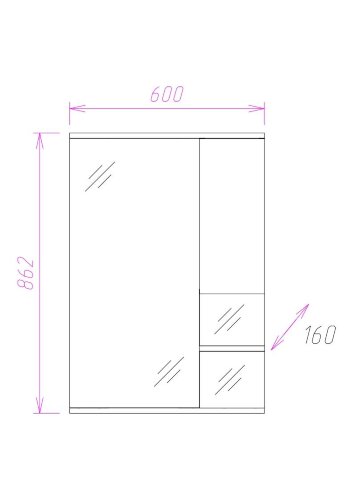 Зеркало-шкаф Onika ЭЛИТА 60.01 правосторонний, врезной LED-светильник, Олива (206022)