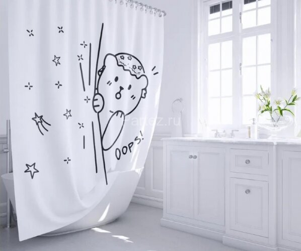 Шторка для ванны Fixsen Teddy Oops Белая ( FX-2505)
