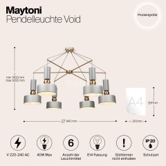 Подвесная люстра Maytoni MOD030PL-06GR