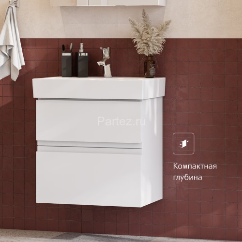 Тумба под раковину Roca Oleta 60 подвесная, 2 ящика, белый матовый (A857638501)