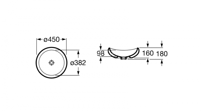 Раковина Roca URBI 1 450х382х180 мм., накладная, белая (7.3272.2.500.0)