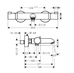 13114000 Термостат для ванны Ecostat Comfort, ВМ, ½'