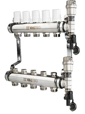 Коллекторная группа НЕРЖ. в сборе 1"х9х3/4"ЕК VALTEC