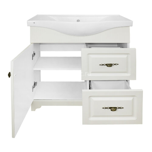 Комплект тумба Loranto Janet 80 800х455х840 напольная, с раковиной Basic 80 ольха (CS00089897)