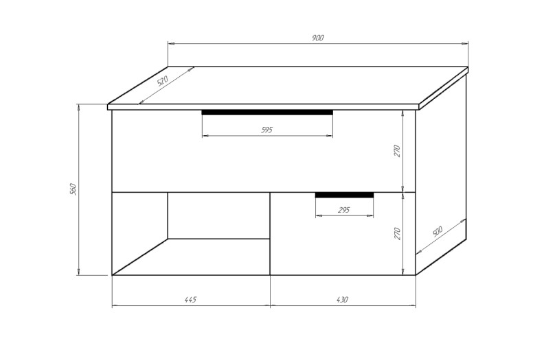 Тумба подвесная Azario Gris 90 900х500х560 с нишей, без столешницы, цвет Дуб Веллингтон (CS00080423)