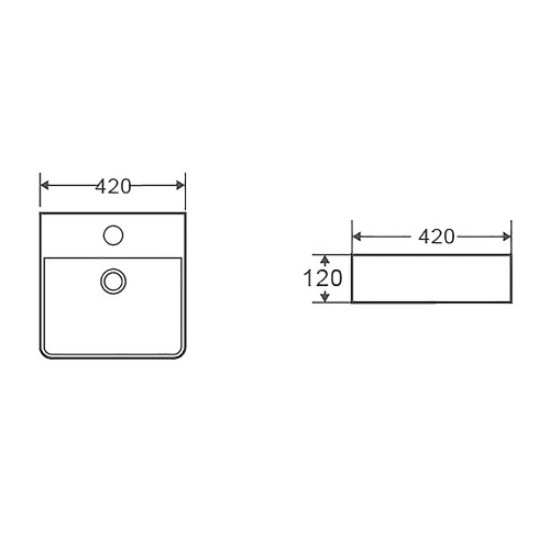 Раковина накладная Azario 420х420х120 квадратная, черный матовый (AZ-2177-MB)