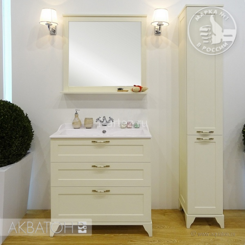 Тумба под раковину AQUATON Леон 80 Н напольная, дуб бежевый (1A187801LBPR0)