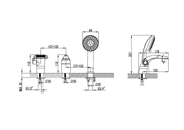 Смеситель Lemark Poseidon LM4245C на борт ванны