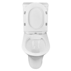 Унитаз-компакт AZARIO FRETTA ROUND 650x340x790 напольный, безободковый в комплекте с бачком и сиденьем микролифт (AZ-7121)