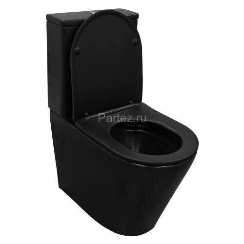 Унитаз-компакт Azario Black Queen 370х605х800 безободковый, с быстросъемным сиденьем микролифт, черн