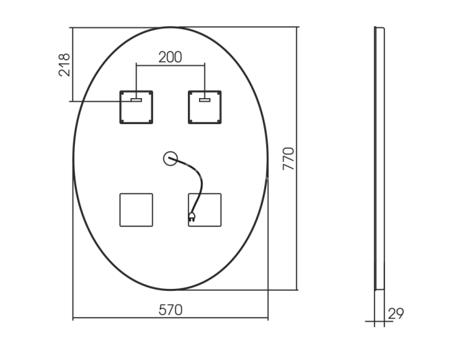 Зеркало AZARIO Италия 570х770 LED-подсветка с диммером, сенсорный выключатель (ФР-00000846)