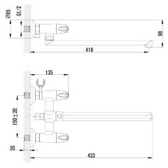 Смеситель для ванны Lemark Lotus LM2701C