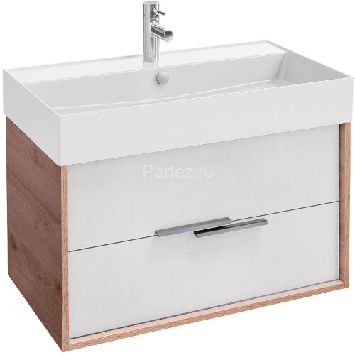 Тумба под раковину Jacob Delafon Vivienne 80 подвесная, Белая глянцевая/Дуб давос натуральный (EB166