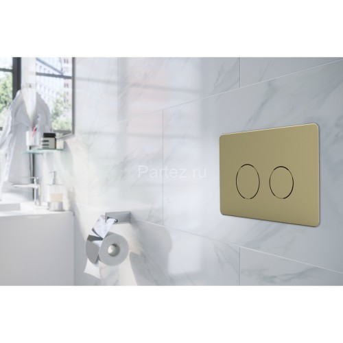 Кнопка смыва AZARIO двойная, круглая, цвет золото (AZ-8200-0086/AZ-P57-0160)