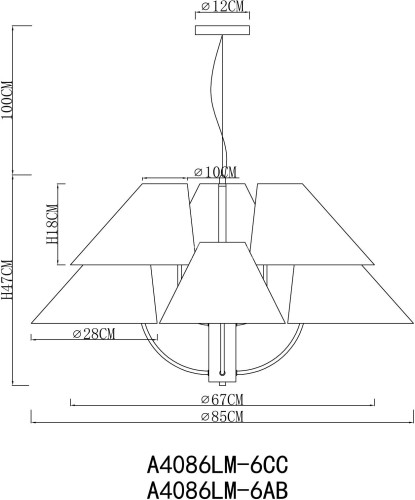 Подвесная люстра Arte Lamp A4086LM-6AB
